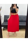 FALDA PLISADA + CINTURÓN PE1094 ROJO