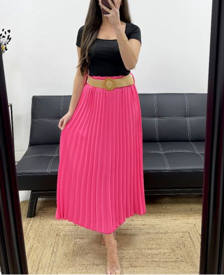 GONNA Plissettato + CINTURA PE1094 FUCSIA