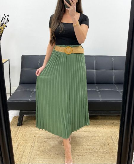 GONNA Plissettato + CINTURA PE1094 KHAKI