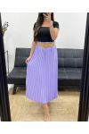 JUPE PLISSEE + CEINTURE PE1094 LILA