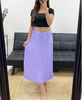 PLEATED SKIRT + BELT PE1094 LILAC