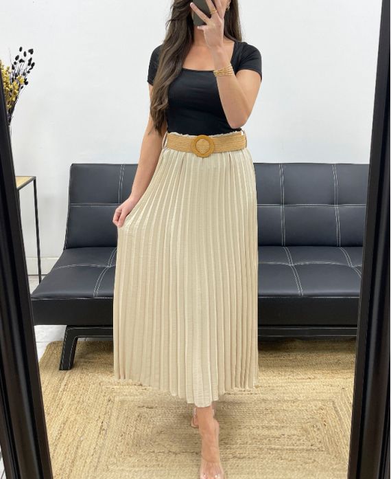 GEPLOOIDE ROK + RIEM PE1094 BEIGE