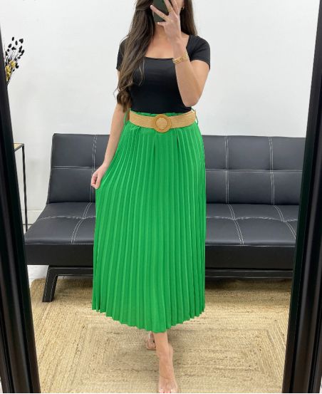 GONNA Plissettato + CINTURA PE1094 VERDE