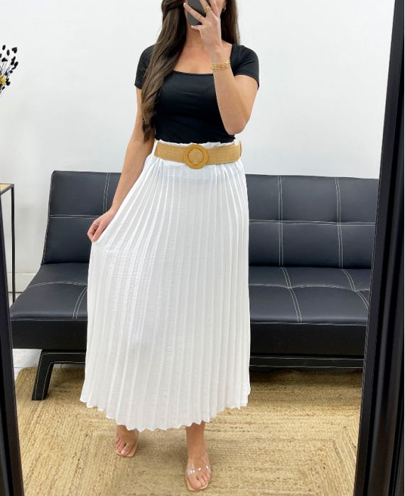 GONNA Plissettato + CINTURA PE1094 BIANCO