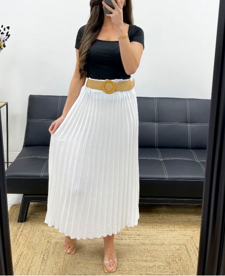 GONNA Plissettato + CINTURA PE1094 BIANCO