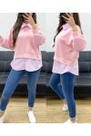 MAGLIA CAMICIA BI-MATIRE SS1155 ROSA