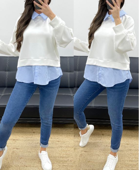 MAGLIA CAMICIA BI-MATIRE SS1155 BIANCO