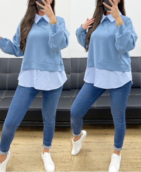 BI-MATIRE HEMD PULLOVER SS1155 HIMMELBLAU