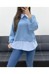 MAGLIA CAMICIA BI-MATIRE SS1155 AZZURRO CIELO