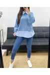 MAGLIA CAMICIA BI-MATIRE SS1155 AZZURRO CIELO