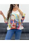 MAGLIA TRAFORATA STAMPATA PE1137 BIANCO