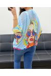 MAGLIA STAMPATA TRAFORATA SS1137 AZZURRO CIELO