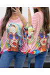 OPENWORK KNITTED SWEATER PRINTED PE1137 PINK