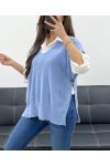 WEICHER ÄRMELLOSER PULLOVER MIT KNÖPFEN SS1102 BLAU JEANS