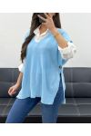 SOFT SLEEVELESS SWEATER WITH BUTTONS SS1102 SKY BLUE