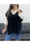 SOFT SLEEVELESS SWEATER WITH BUTTONS SS1102 BLACK