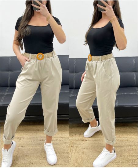 LOSSE BROEK + TAILLEBAND PE0310 BEIGE