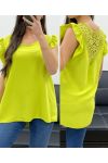 TOP FLUIDE DOS DENTELLE PE1072 VERT ANIS