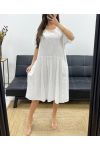 2-TASCHEN-KLEID AUS BAUMWOLLGAZE PE1104 WEISS