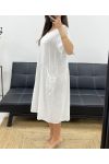 2-TASCHEN-KLEID AUS BAUMWOLLGAZE PE1104 WEISS