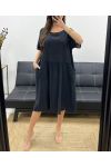 2-POCKET-KLEID AUS BAUMWOLLGAZE PE1104 SCHWARZ