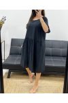 2-POCKET-KLEID AUS BAUMWOLLGAZE PE1104 SCHWARZ