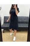 ABITO DRAPPEGGIATO IN COTONE PE268 NERO