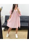 OVERSIZE-KLEID AUS BAUMWOLLGAZE PE1033 ROSA