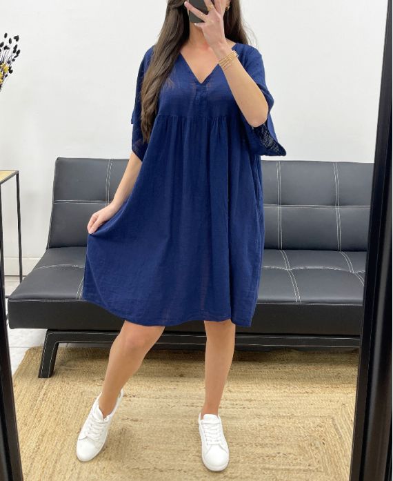 OVERSIZED KATOENEN GAASJURK PE1033 NAVY