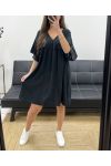 ROBE OVERSIZE GAZE DE COTON PE1033 NOIR
