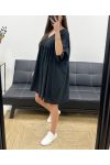 OVERSIZE-KLEID AUS BAUMWOLLGAZE PE1033 SCHWARZ