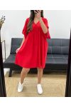 COTTON GAUZE OVERSIZED DRESS PE1033 RED