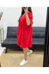 COTTON GAUZE OVERSIZED DRESS PE1033 RED