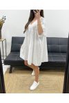 SUKIENKA OVERSIZE Z GAZY BAWEŁNIANEJ PE1033 BIAŁA