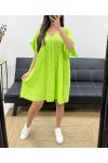 OVERSIZE-KLEID AUS BAUMWOLLGAZE PE1033 LIMETTENGRÜN