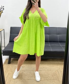 ABITO OVERSIZE IN GARZA DI COTONE PE1033 VERDE LIME