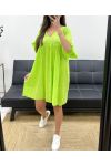 OVERSIZE-KLEID AUS BAUMWOLLGAZE PE1033 LIMETTENGRÜN