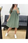 SUKIENKA OVERSIZE Z GAZY BAWEŁNIANEJ PE1033 KHAKI