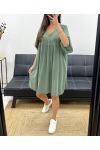SUKIENKA OVERSIZE Z GAZY BAWEŁNIANEJ PE1033 KHAKI