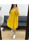 SUKIENKA OVERSIZE Z GAZY BAWEŁNIANEJ PE1033 ŻÓŁTA