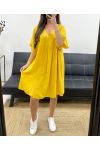 ROBE OVERSIZE GAZE DE COTON PE1033 JAUNE