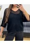 TOP IN MAGLIA A STELLA PE1193 NERO