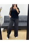 TOP IN MAGLIA A STELLA PE1193 NERO