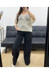 PE1193 TOP IN MAGLIA A STELLA BEIGE