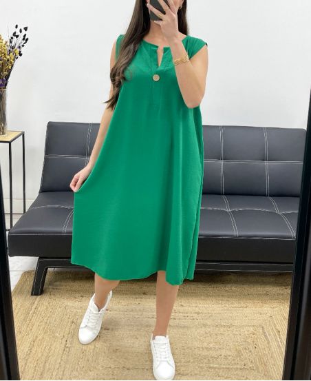 ABITO SCIOLTO E FLUIDO SS1086 VERDE SMERALDO