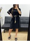 ABITO OVERSIZE FLOWER BELT LINK PE882 NERO