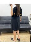 ABITO OVERSIZE FLOWER BELT LINK PE882 NERO