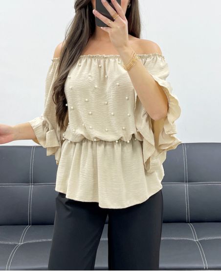 PE0007 BEIGE TOP MET KRALEN