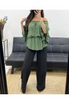 PE0007 PERŁOWY TOP W KOLORZE KHAKI