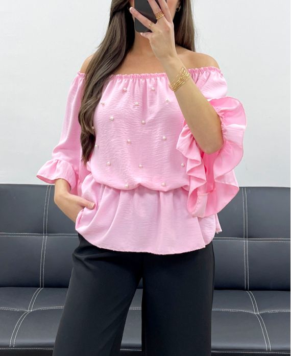 PE0007 TOP ROSA PERLA